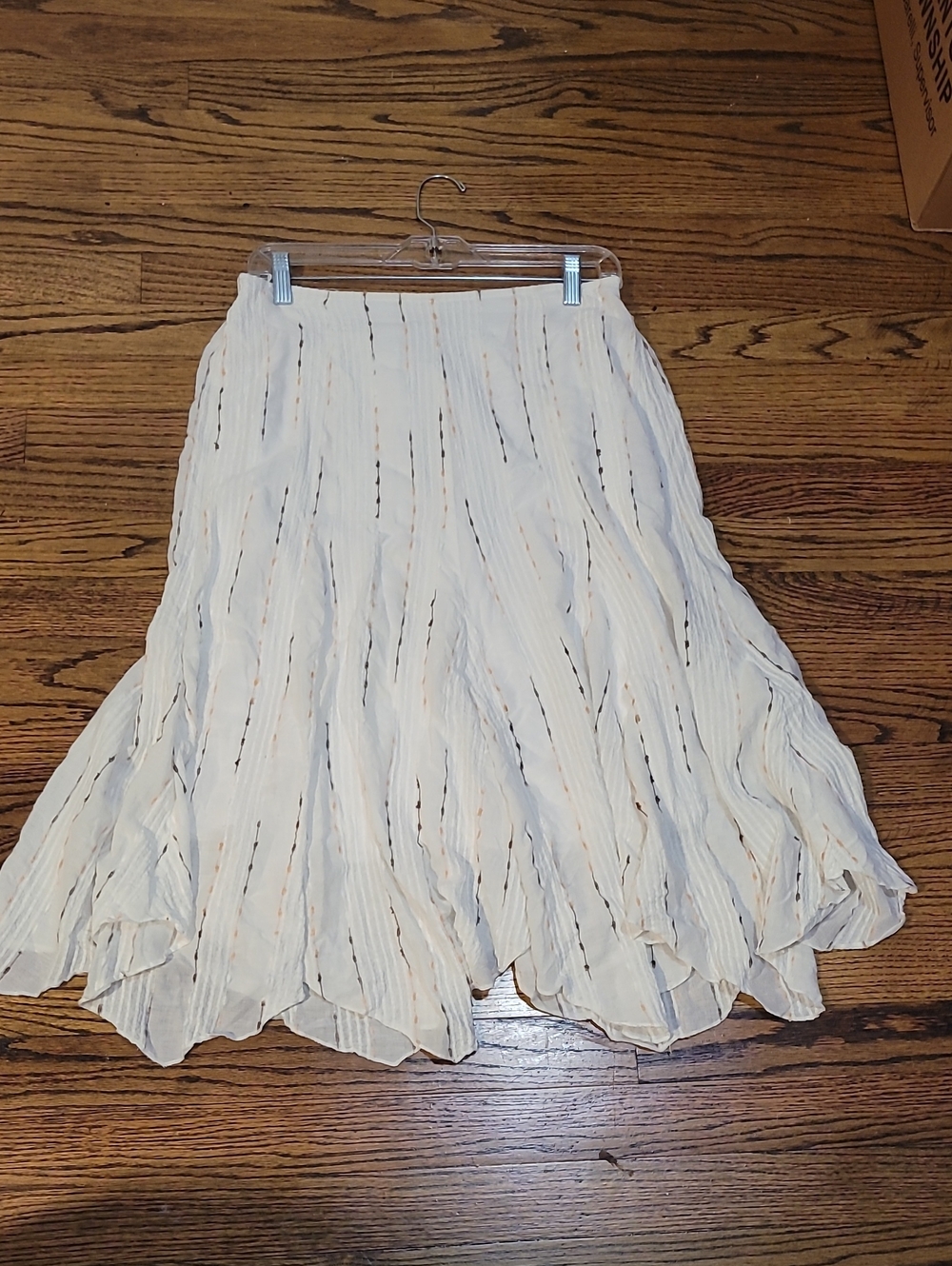Classic Cream Textured Circle Skirt - Flowy Pleated Skater